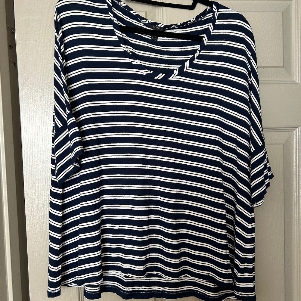 J Crew Navy Striped Blouse